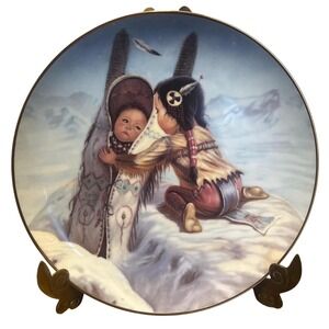 Vintage 1990 Perillo  Bundle Up Collector Plate Native American